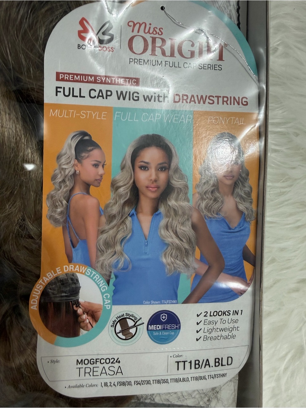 Bobbi Boss Premium Full Cap Wig With Drawstring Miss Origin Treasa (TT1B/A.BLD)